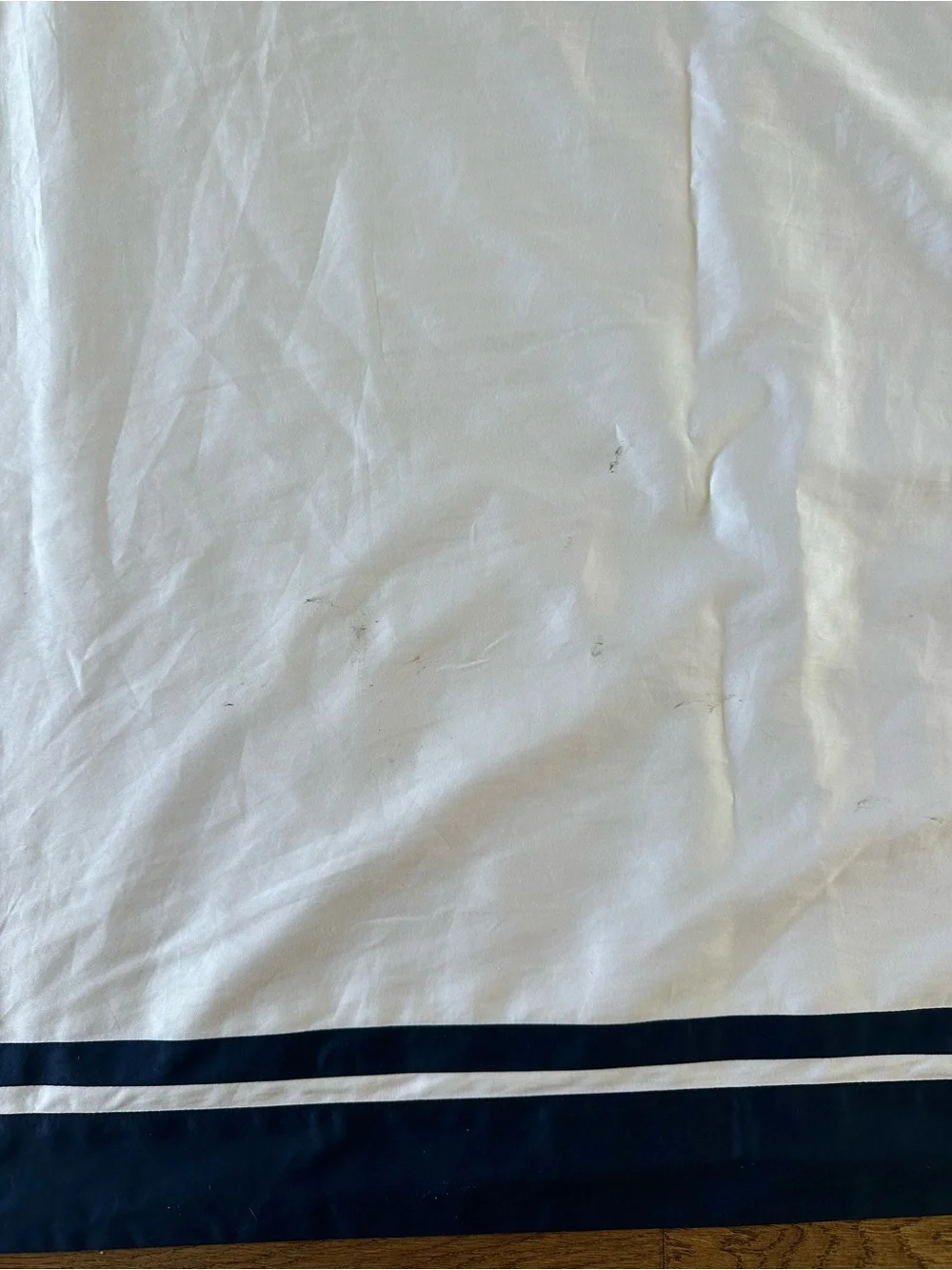 Ralph Lauren 100% Cotton Queen Duvet Cover White w/ Blue Trim